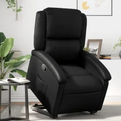 vidaXL Reclinerfåtölj med uppresningshjälp svart konstläder