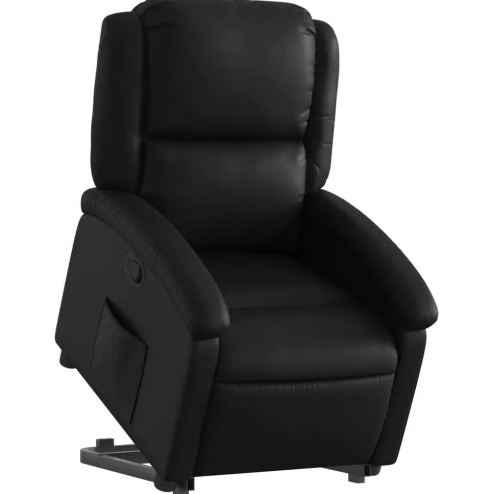 vidaXL Reclinerfåtölj med uppresningshjälp svart konstläder