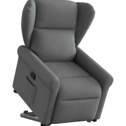 vidaXL Reclinerfåtölj med uppresningshjälp mörkgrå tyg