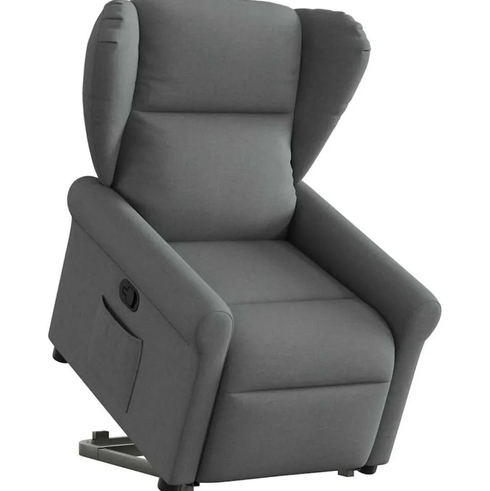vidaXL Reclinerfåtölj med uppresningshjälp mörkgrå tyg