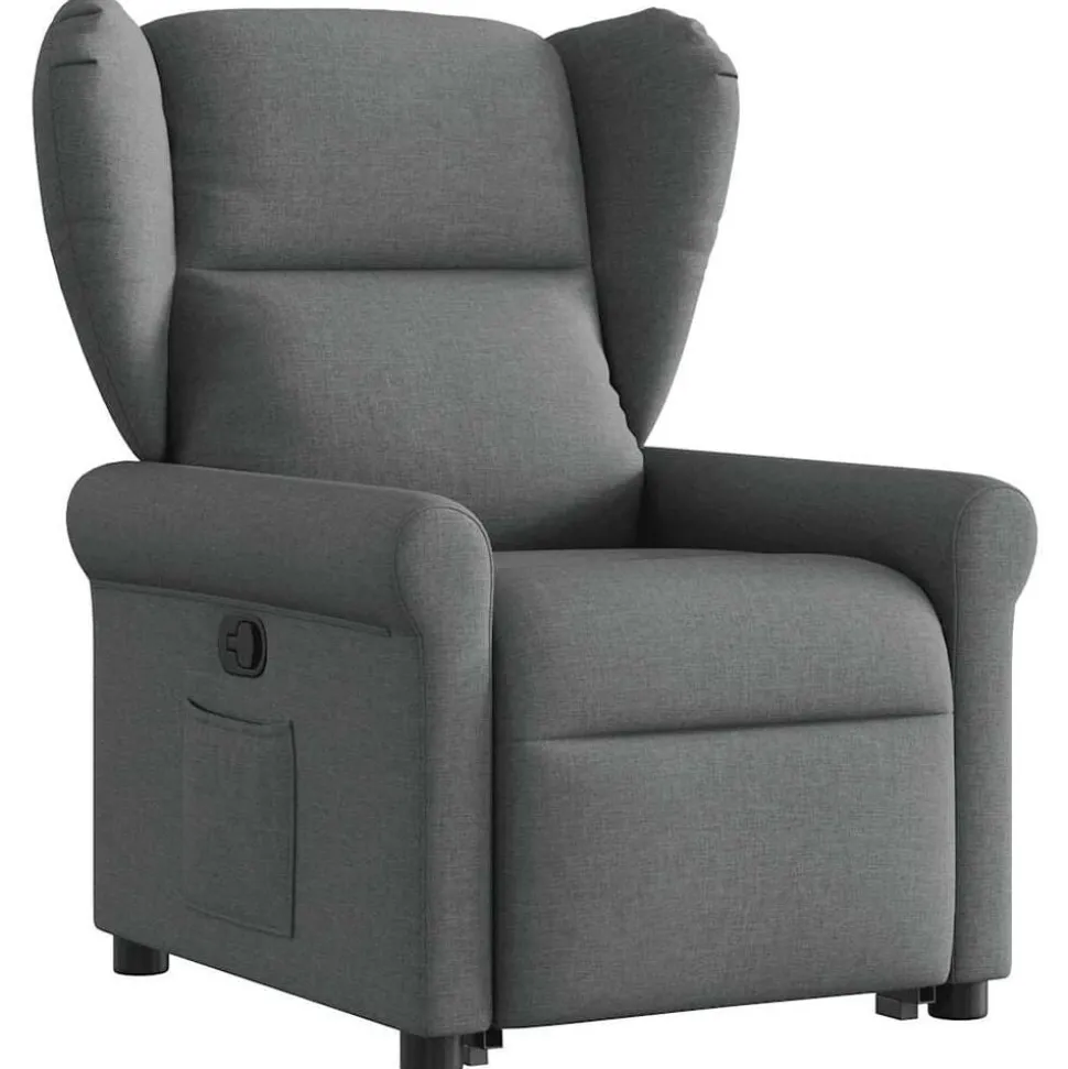 vidaXL Reclinerfåtölj med uppresningshjälp mörkgrå tyg