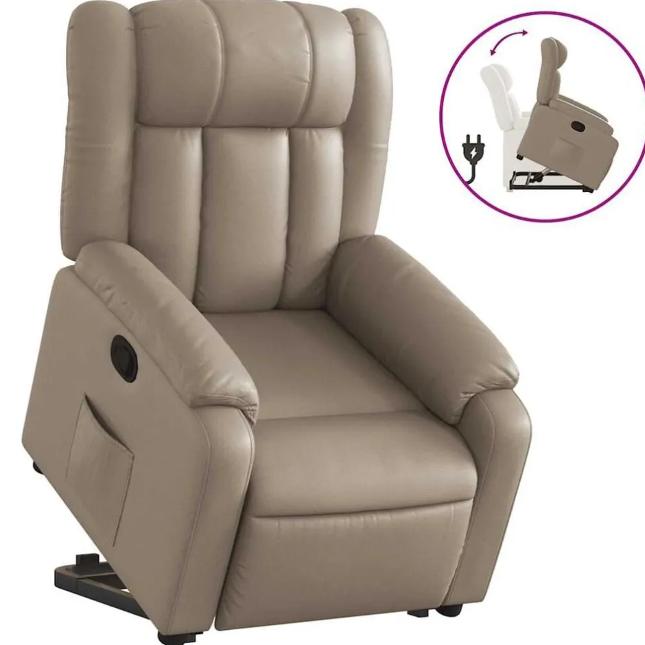 Sale vidaXL Reclinerfåtölj med uppresningshjälp konstläder Cappuccino