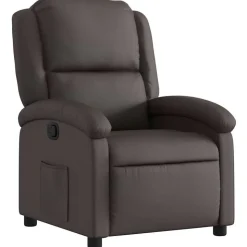 vidaXL Reclinerfåtölj mörkbrun äkta läder