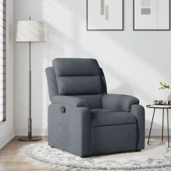 Discount vidaXL Reclinerfåtölj sammet Mörkgrå