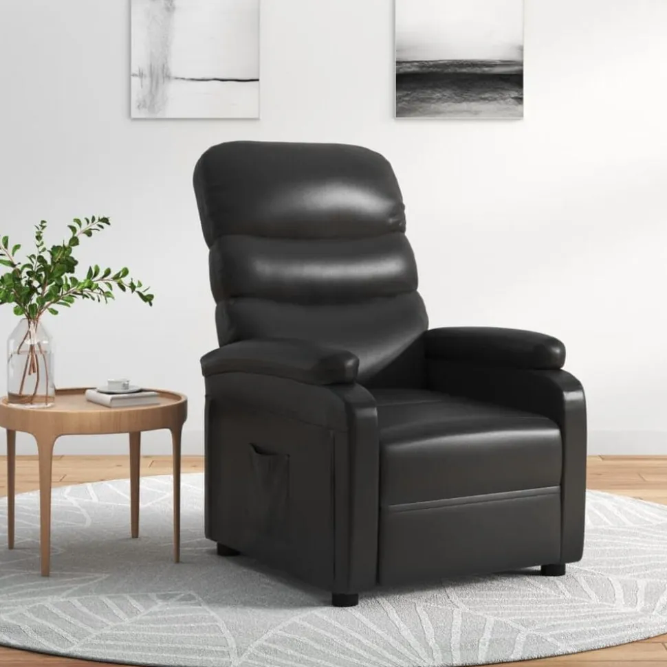 vidaXL Reclinerfåtölj svart konstläder