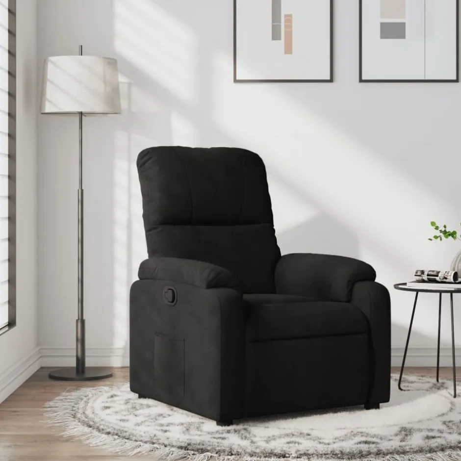 Online vidaXL Reclinerfåtölj mikrofibertyg Svart