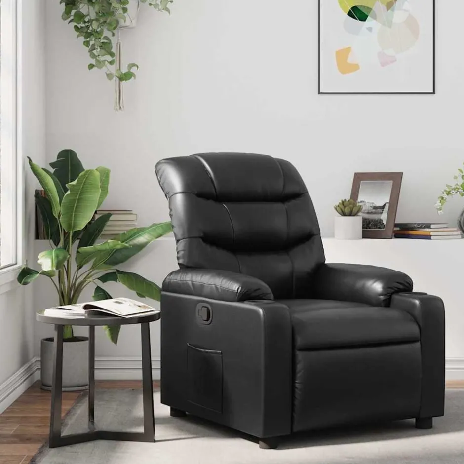 Hot vidaXL Reclinerfåtölj konstläder Svart