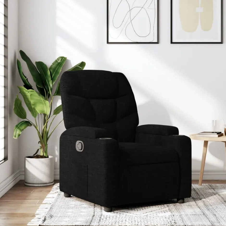 New vidaXL Reclinerfåtölj tyg Svart
