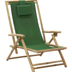 New vidaXL Reclinerstol bambu och tyg Grön