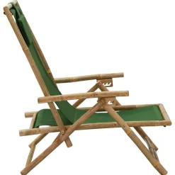 New vidaXL Reclinerstol bambu och tyg Grön