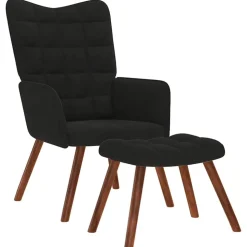 vidaXL Relaxfåtölj med pall svart sammet