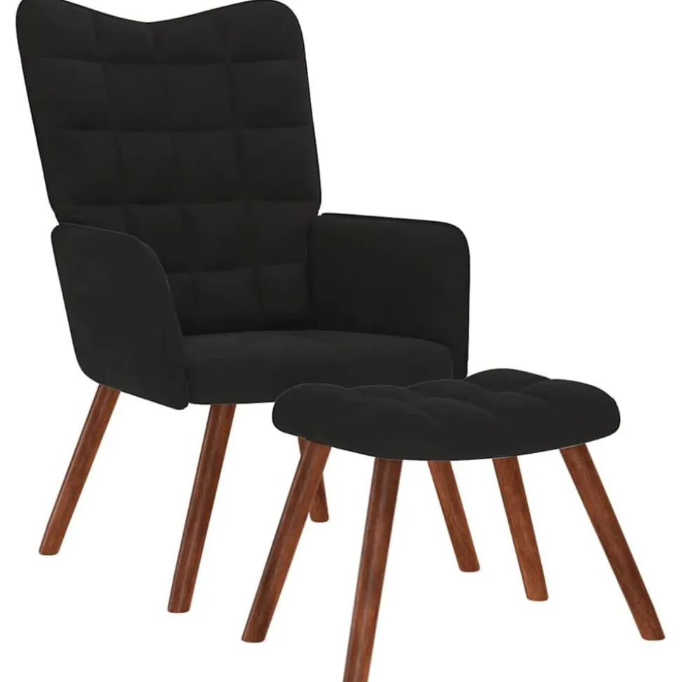 vidaXL Relaxfåtölj med pall svart sammet