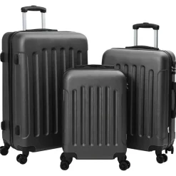 New vidaXL Resväska med lås 3 pcs 50 x 31 x 78 cm ABS Plast Mörkgrå