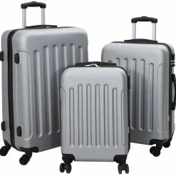 Clearance vidaXL Resväska med lås 3 pcs 50 x 31 x 78 cm ABS Plast Silver
