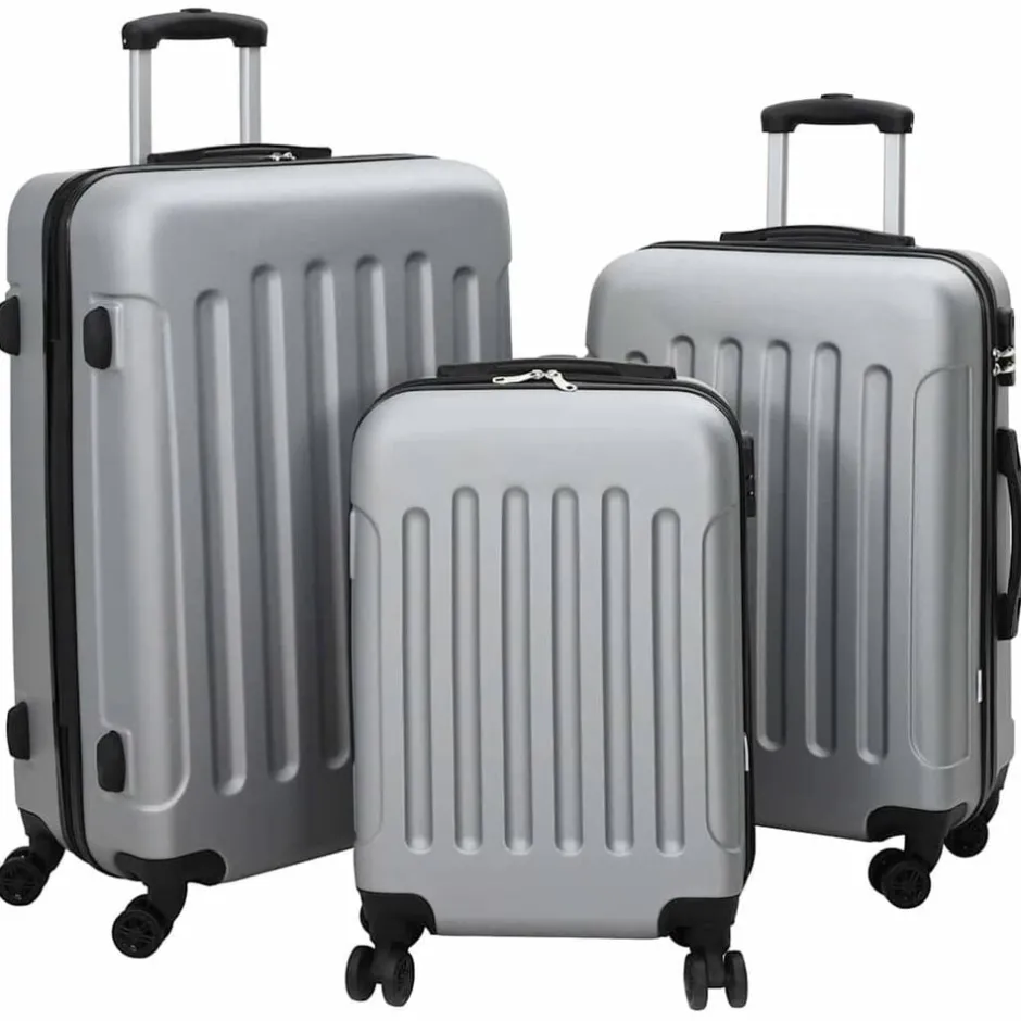 Clearance vidaXL Resväska med lås 3 pcs 50 x 31 x 78 cm ABS Plast Silver