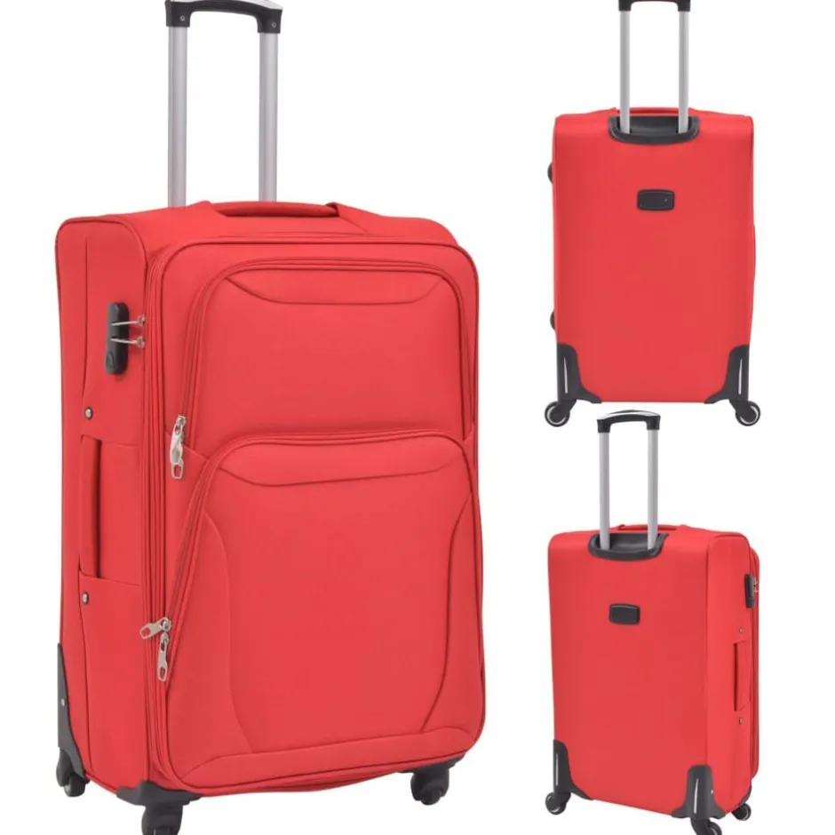 Outlet vidaXL Resväskor 3 st soft case Röd