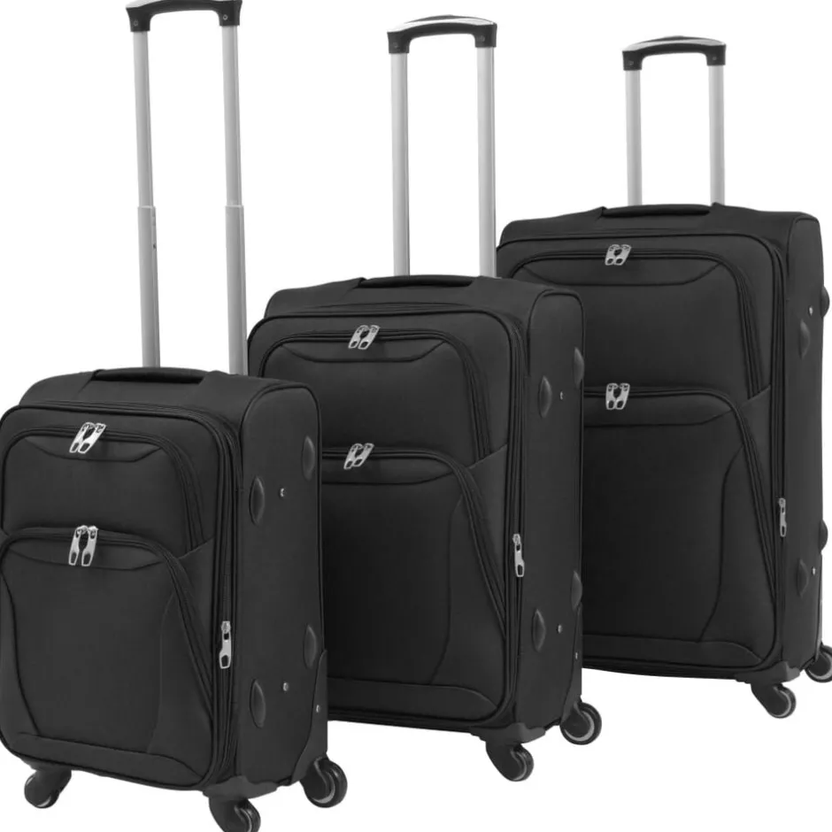 Sale vidaXL Resväskor 3 soft case Svart