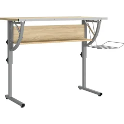 Best vidaXL Ritbord ek och grå 110x53x(58-87) cm konstruerat trä & stål Sonoma ek