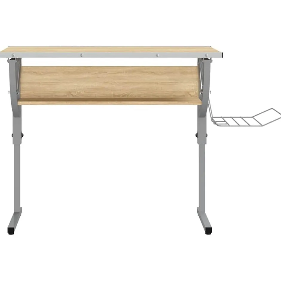 Best vidaXL Ritbord ek och grå 110x53x(58-87) cm konstruerat trä & stål Sonoma ek