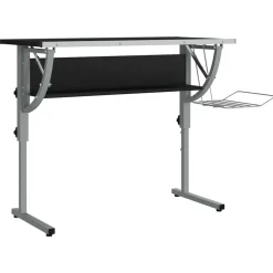 vidaXL Ritbord svart och grå 110x53x(58-87) cm konstruerat trä & stål