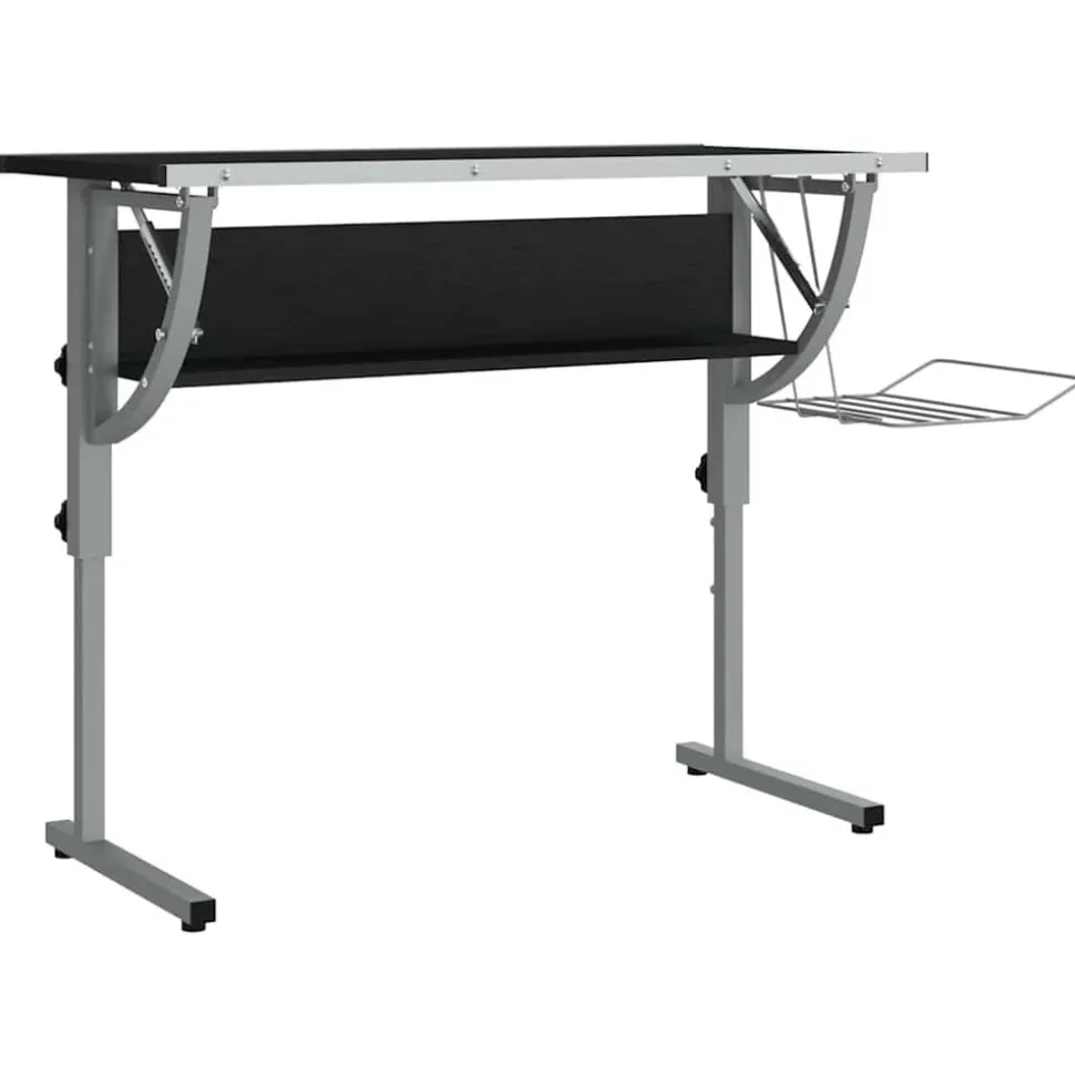 vidaXL Ritbord svart och grå 110x53x(58-87) cm konstruerat trä & stål