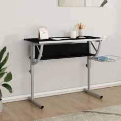 vidaXL Ritbord svart och grå 110x53x(58-87) cm konstruerat trä & stål