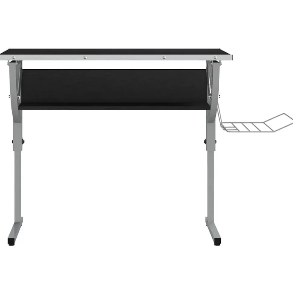 vidaXL Ritbord svart och grå 110x53x(58-87) cm konstruerat trä & stål