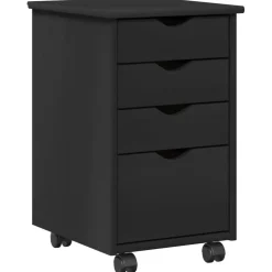 vidaXL Rullande skåp med hjul 34 x 39 x 56 cm Massivt furu Svart