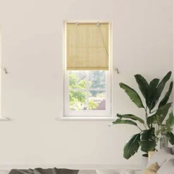 vidaXL Rullgardin med gardiner Natur 60 x 160 cm Bambu
