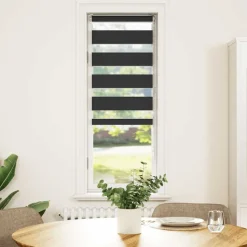 vidaXL Rullgardin zebra svart 40x100 cm tyg bredd 35,9 cm polyester