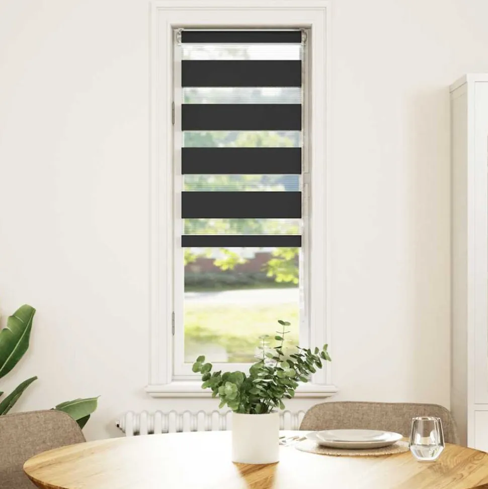 vidaXL Rullgardin zebra svart 40x100 cm tyg bredd 35,9 cm polyester