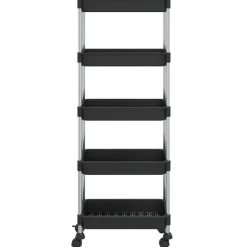 vidaXL Rullvagn 5 våningar svart 42x29x128 cm järn och ABS