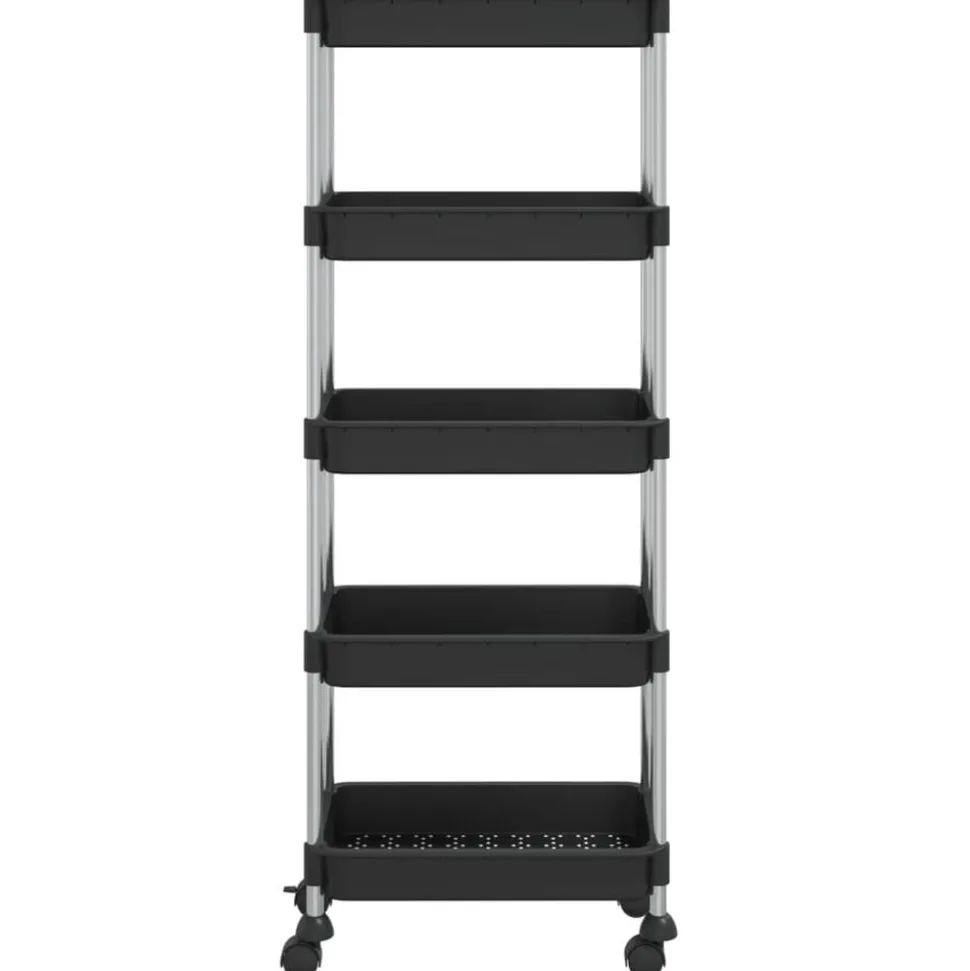 vidaXL Rullvagn 5 våningar svart 42x29x128 cm järn och ABS