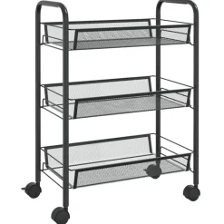 vidaXL Rullvagn 3 våningar svart 46x26x64 cm järn