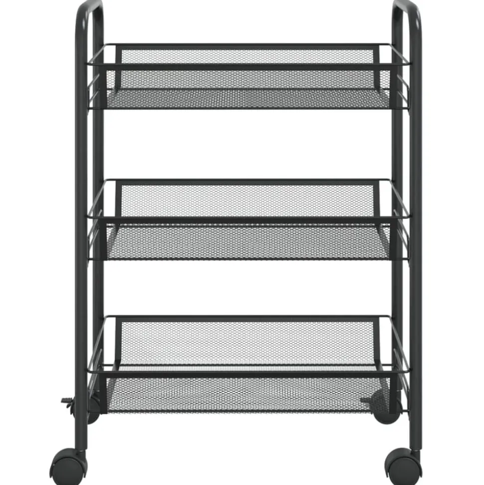 vidaXL Rullvagn 3 våningar svart 46x26x64 cm järn