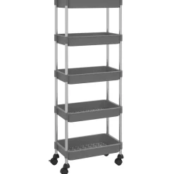 vidaXL Rullvagn 5 våningar grå 42x29x128 cm järn och ABS