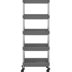 vidaXL Rullvagn 5 våningar grå 42x29x128 cm järn och ABS