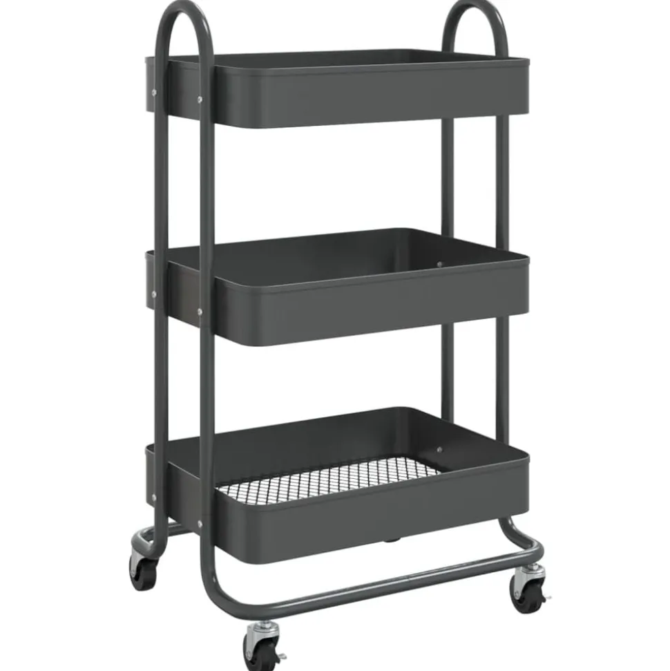 vidaXL Rullvagn 3 våningar antracit 43x34x79 cm stål