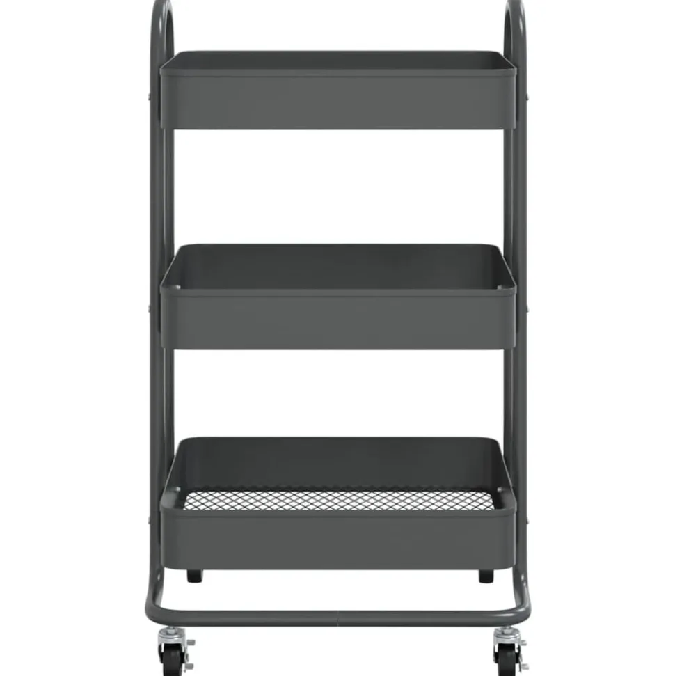 vidaXL Rullvagn 3 våningar antracit 43x34x79 cm stål