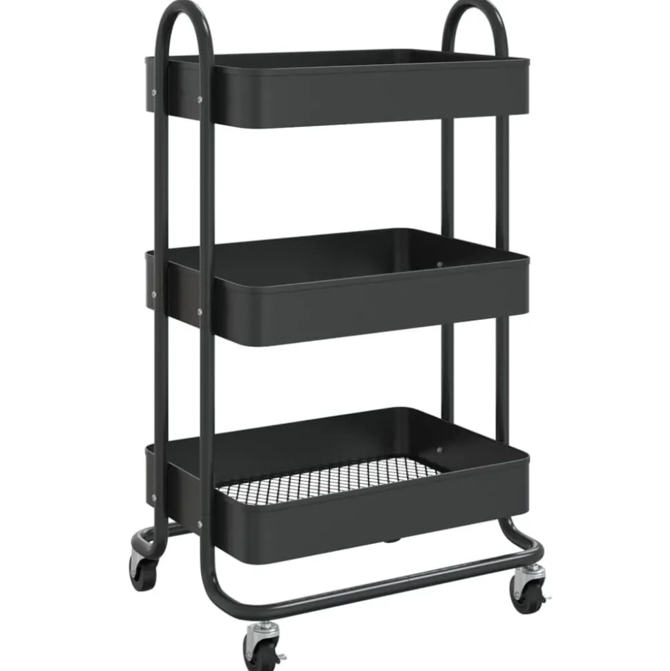 vidaXL Rullvagn 3 våningar svart 43x34x79 cm stål