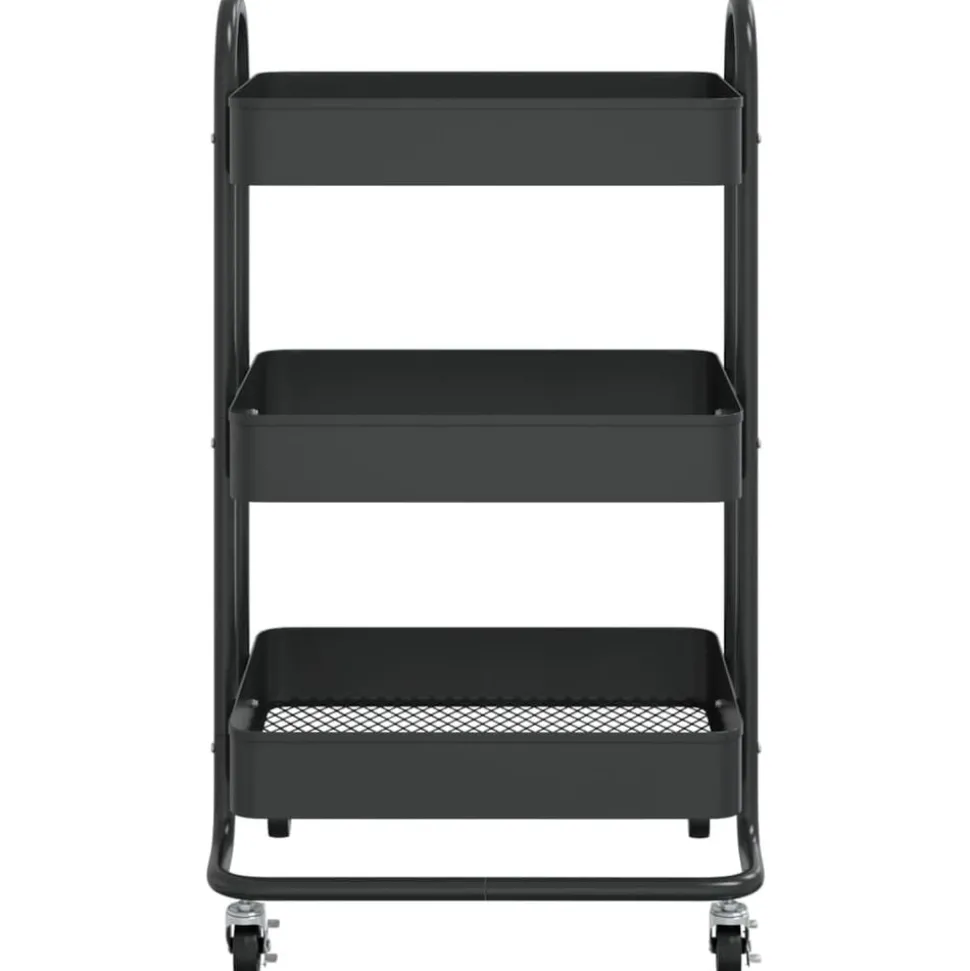 vidaXL Rullvagn 3 våningar svart 43x34x79 cm stål