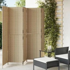 vidaXL Rumsavdelare 5 paneler beige konstrottning
