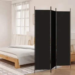 vidaXL Rumsavdelare 3 paneler 150 x 200 cm svart tyg