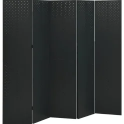 vidaXL Rumsavdelare 5 paneler svart 200x180 cm stål