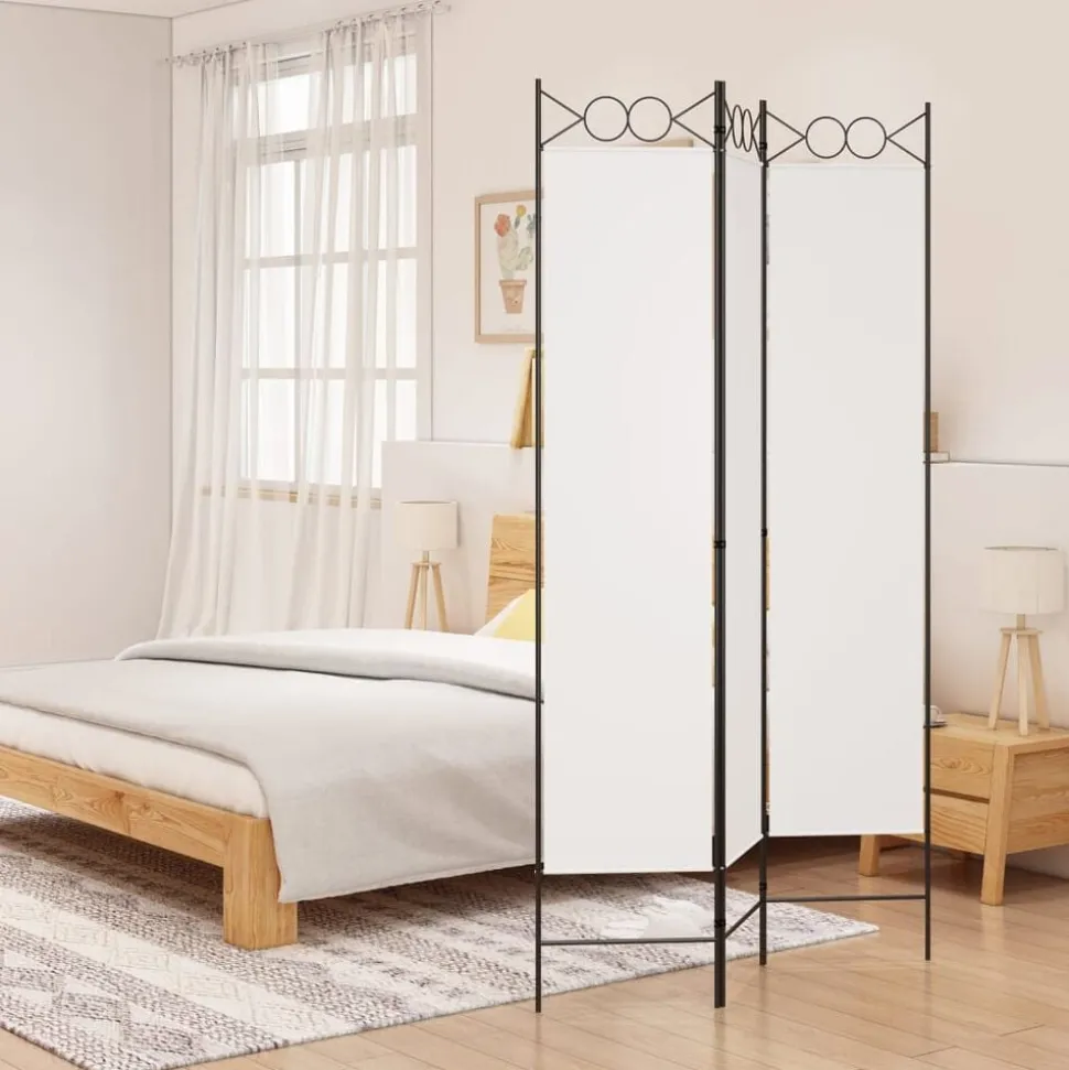 vidaXL Rumsavdelare 3 paneler vit 120x200 cm tyg