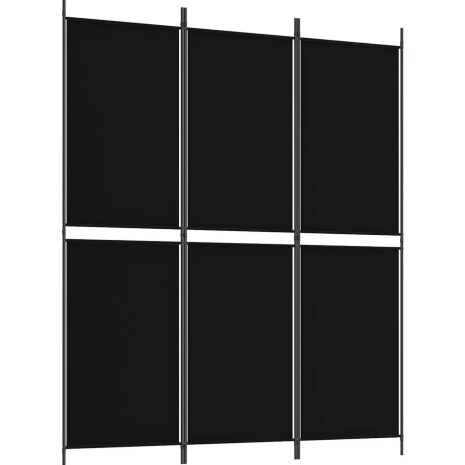 Clearance vidaXL Rumsavdelare 3 paneler 150x180 cm tyg Svart
