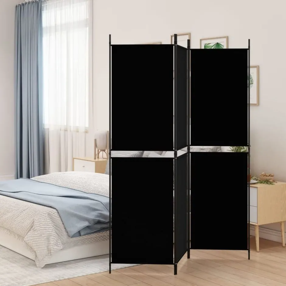 Clearance vidaXL Rumsavdelare 3 paneler 150x180 cm tyg Svart