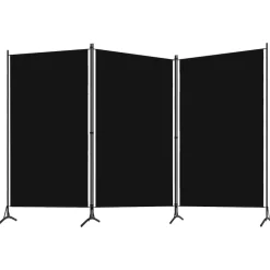 vidaXL Rumsavdelare 3 paneler svart 260x180 cm