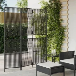 vidaXL Rumsavdelare 3 paneler svart konstrottning