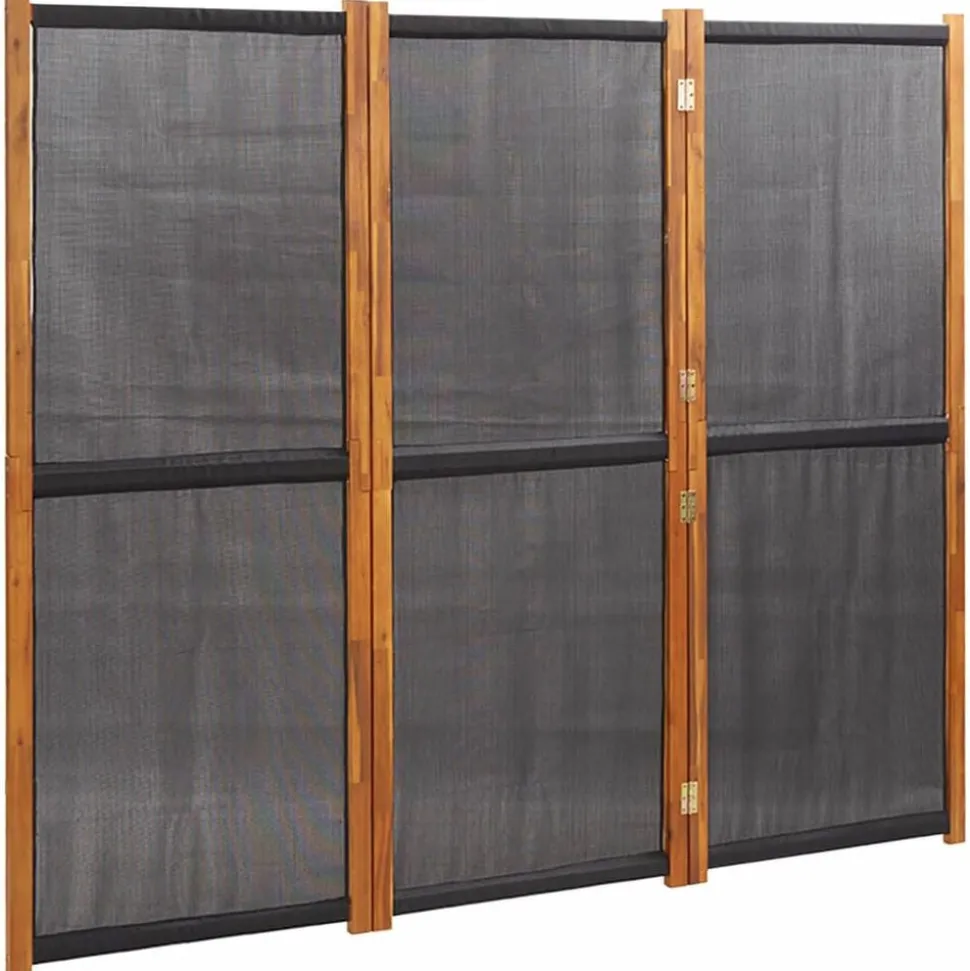 vidaXL Rumsavdelare 3 paneler svart 210x180 cm
